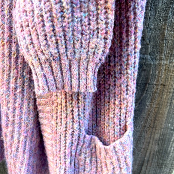 Torrid metallic pink multi color open front cardigan with pockets - Picture 7 of 9